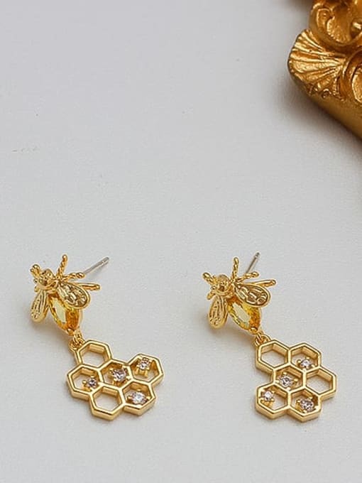 HYACINTH Copper Alloy Zircon Gold Heart Trend Trend Korean Fashion Earring 1