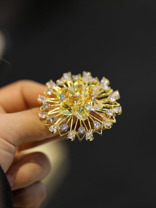 XIXI Brass Austrian Crystal Flower Dainty Brooch 1