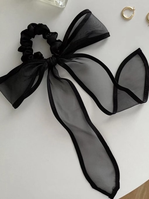 black Trend Yarn Black yarn bow ribbon Hair Barrette