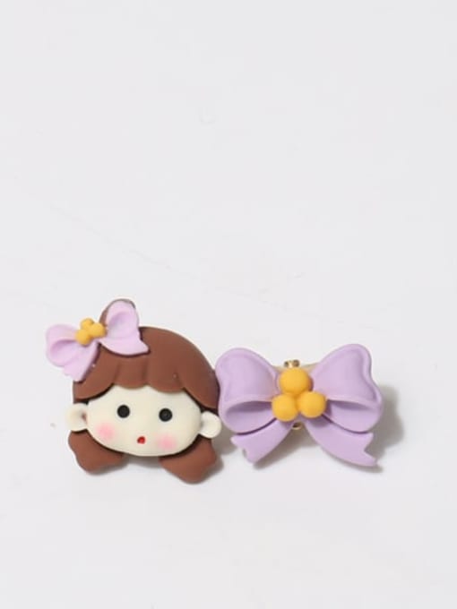 Purple Bow girl Plastic Cute cartoon princess bow Hair Barrette