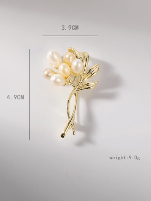 XIXI Brass Imitation Pearl Flower Trend Brooch 2