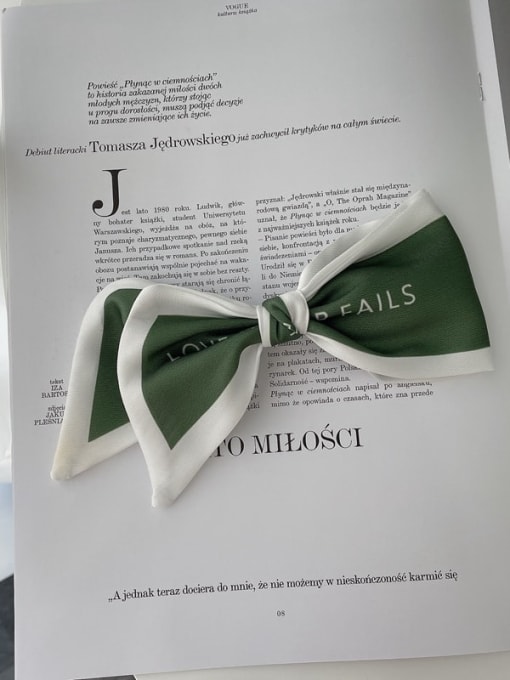 Green Bow Clip Vintage Silk Alphabet bow streamer Hair Barrette/Multi-Color Optional