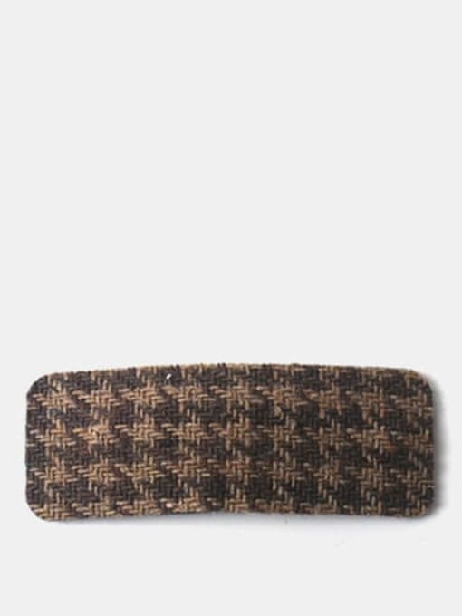 Brown yellow square plaid hairpin Polyester Classic Geometric Alloy Hair Barrette