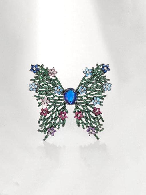 XIXI Brass Cubic Zirconia Butterfly Vintage Brooch 0