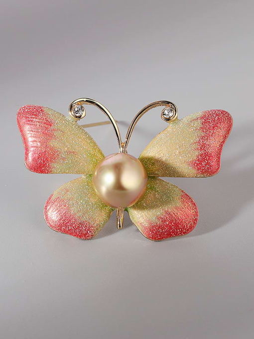 X537 6 120 Alloy Imitation Pearl Enamel Butterfly Trend Brooch