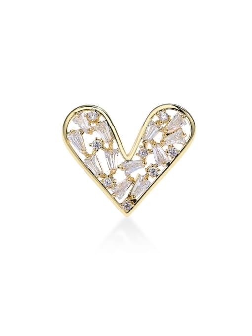 X1800 1 50 gold Brass Cubic Zirconia Heart Minimalist Brooch