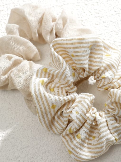 S207WT Cute Fabric Linen daisy striped plaid print Hair Barrette/Multi-Color Optional