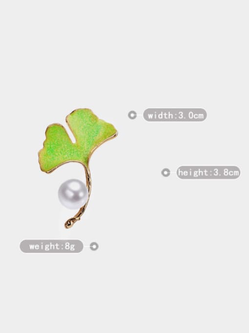 XIXI Alloy Enamel Ginkgo  Leaf Minimalist Brooch 4