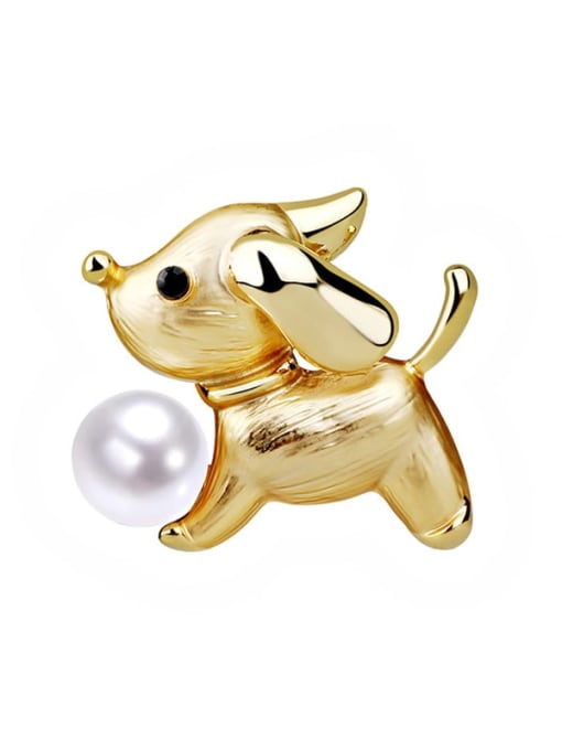 XIXI Alloy Imitation Pearl Dog Cute Brooch 3