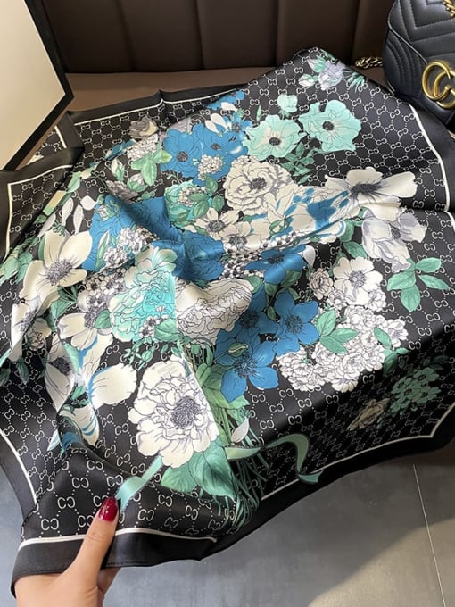 black Women Spring 100% silk Floral 68*68cm  Square Scarf /Multi-Color Optional