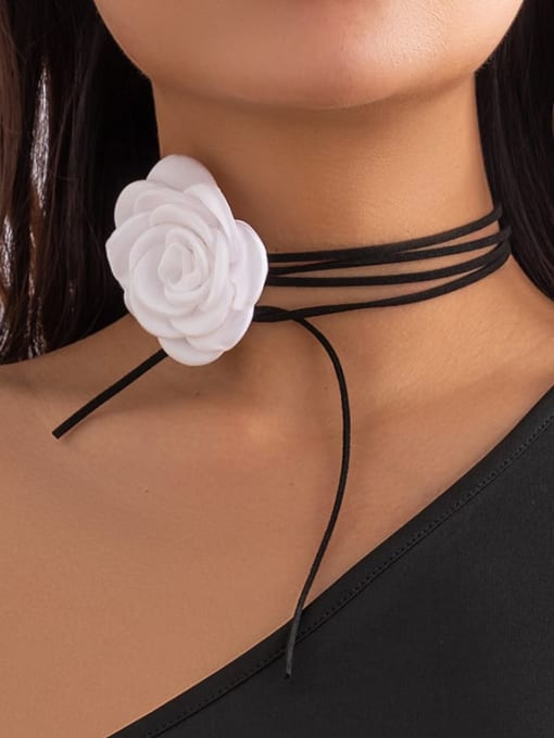 Style 2 White 5572 Velvet Flower Minimalist Choker Necklace