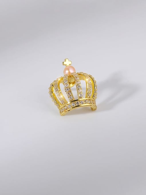 X4279 1 100 18K gold Brass Cubic Zirconia Crown Cute Brooch