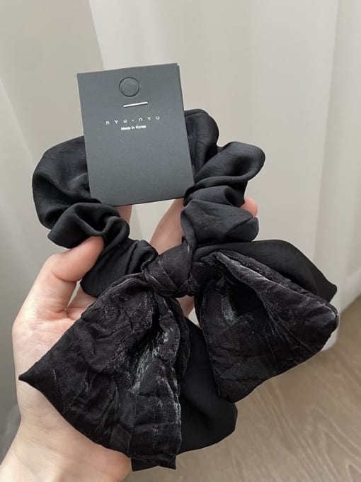 black Fabric Vintage drapey streamer satin bow Hair Rope