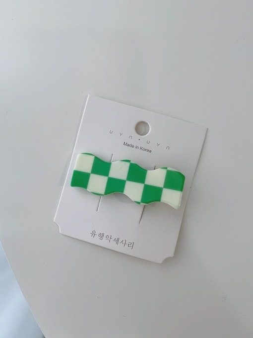Green and white check Cute Acrylic checkerboard Hair Barrette/Multi-Color Optional