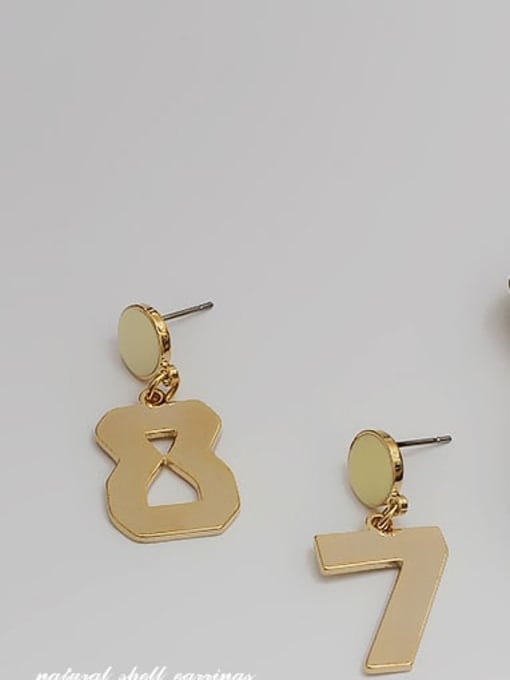 HYACINTH Copper Alloy Gold Number Trend Trend Korean Fashion Earring 3
