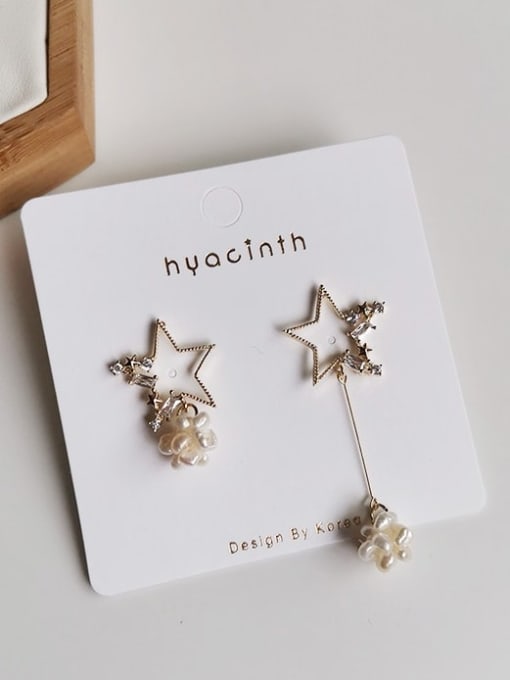 HYACINTH Copper Alloy Freshwater Pearl Gold Star Trend Trend Korean Fashion Earring 2