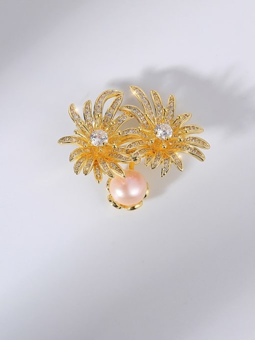XIXI Brass Imitation Pearl Flower Cute Brooch 0