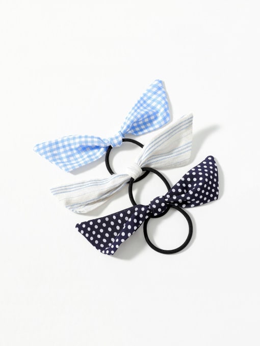 YMING Cute  Fabric Three-piece hair tie with polka dot plaid striped bow Hair Barrette/Multi-Color Optional 0