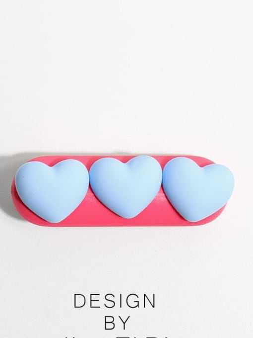 Foundation make-up Blue Love Plastic Cute Heart Alloy Hair Barrette