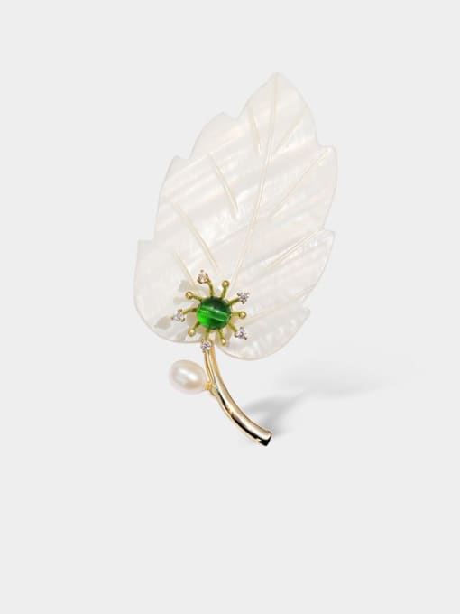 XIXI Brass Shell Leaf Minimalist Brooch