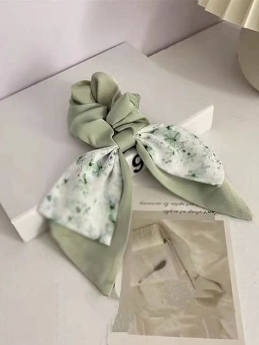 green Fabric Minimalist Floral Bowknot Ribbon Multi Color Hair Barrette
