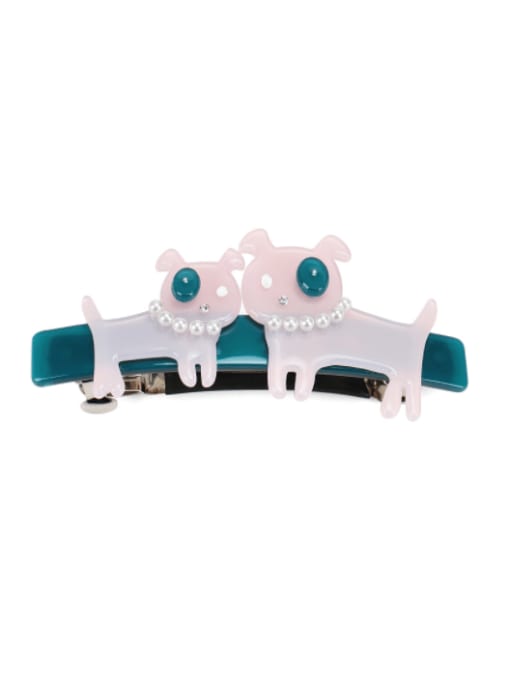 pink green Alloy Cellulose Acetate Vintage Icon  Dog  Hair Barrette
