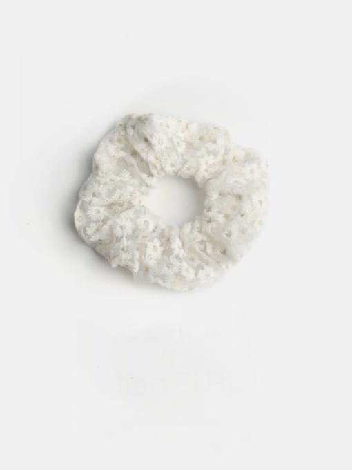 White Embroidered large intestine circle Fabric Minimalist Hair Barrette