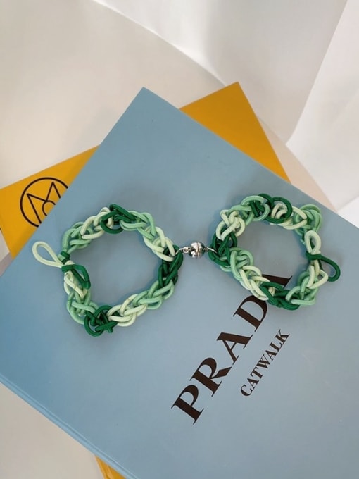 Green pair Cute Elastic rope Weave dual bracelet/ Hair Rope /Multi-Color Optional