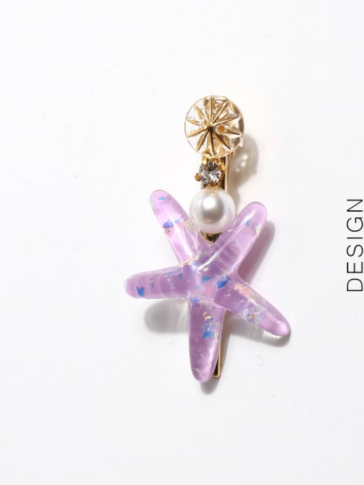 Purple Starfish Shell Plastic Cute Pentagram Alloy Hair Barrette