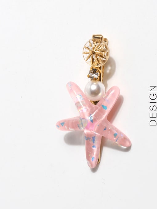 Pink Starfish Shell Plastic Cute Pentagram Alloy Hair Barrette