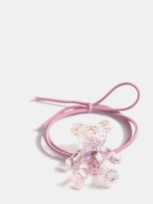 Pink Crystal Bear+ Pink Hair rope Cute Bear  Crystal Hair Barrette