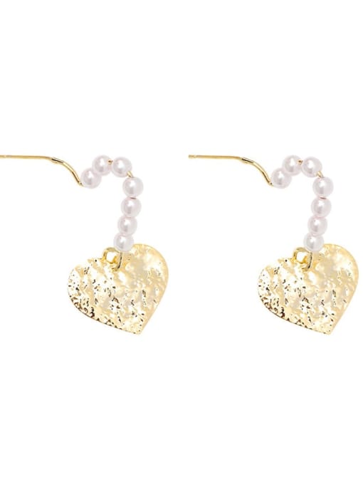HYACINTH Alloy Freshwater Pearl Gold Heart Classic Trend Korean Fashion Earring 4