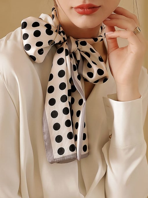 Silk Story Women Spring Polyester Polka Dot 15*150cm Scarves 1