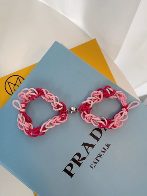 Pink pair Cute Elastic rope Weave dual bracelet/ Hair Rope /Multi-Color Optional