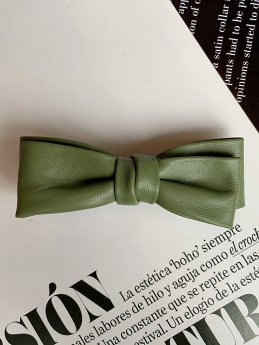 green Trend Artificial Leather double bow Hair Barrette/Multi-Color Optional