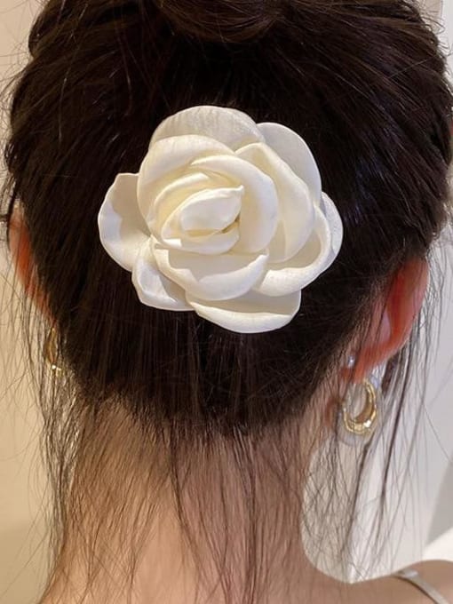 JoChic Minimalist Satin Camellia   Flower Hair Rope 1