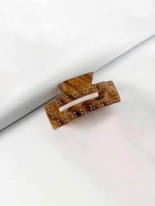 Striped coffee rectangular  size 7.2CM Cellulose Acetate Trend Geometric Alloy Jaw Hair Claw
