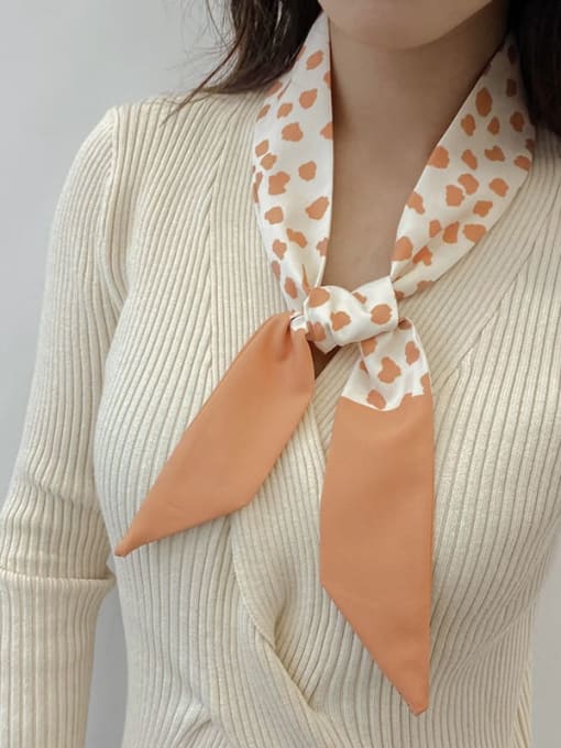 Cow white orange Women Spring Polyester Plaid 5*108cm Headscarf