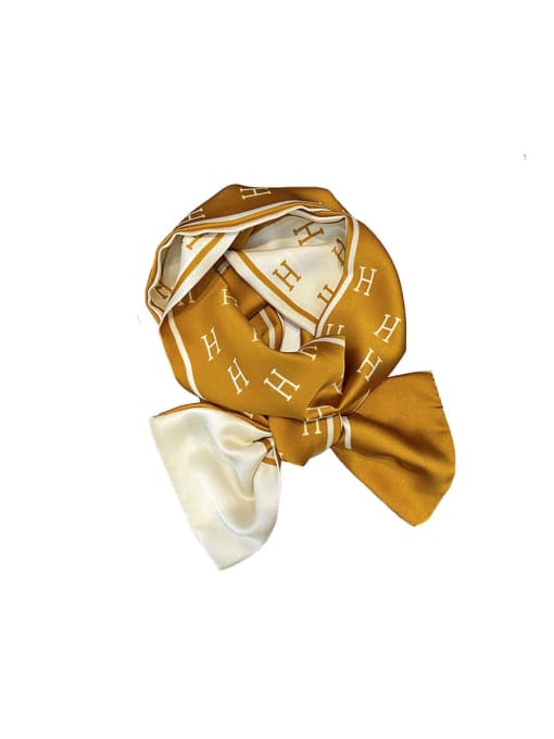Silk Story Satin simple temperament double-sided two-color H-section double-layer 145*13cm small neck scarf silk scarf 0