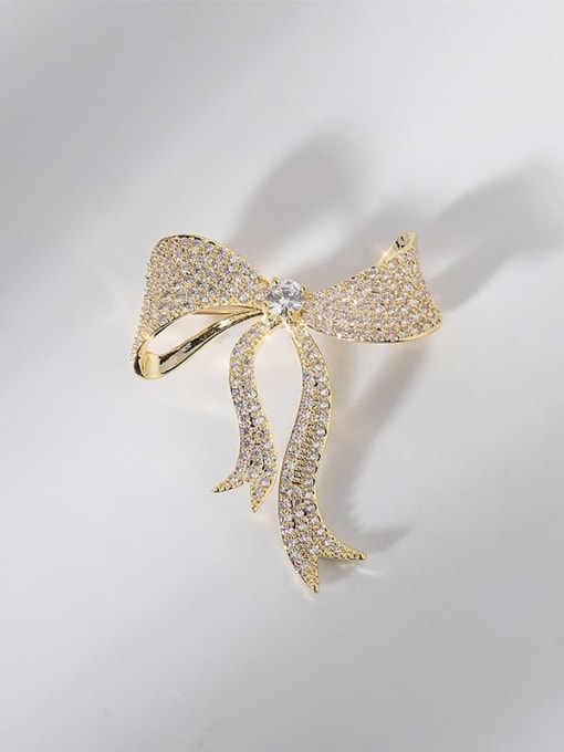 XIXI Brass Cubic Zirconia Bowknot Luxury Brooch 0