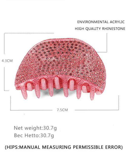 Large pink Acrylic Minimalist Irregular Rhinestone Multi Color Jaw Hair Claw