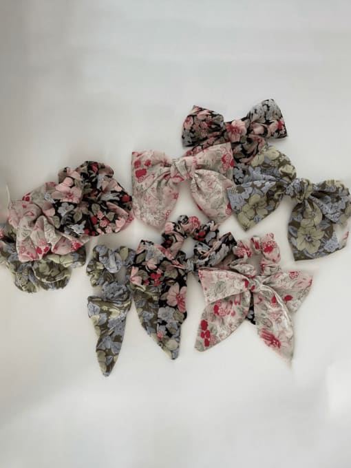 COCOS Fabric Minimalist Floral Bowknot Scrunchies Barrette 1