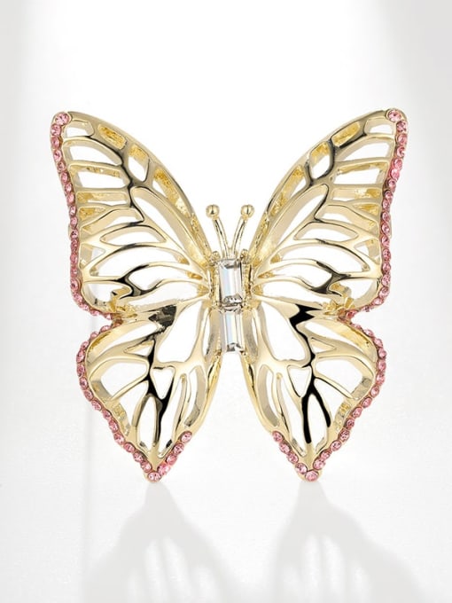 X2952 1 146 Brass Rhinestone Butterfly Dainty Brooch