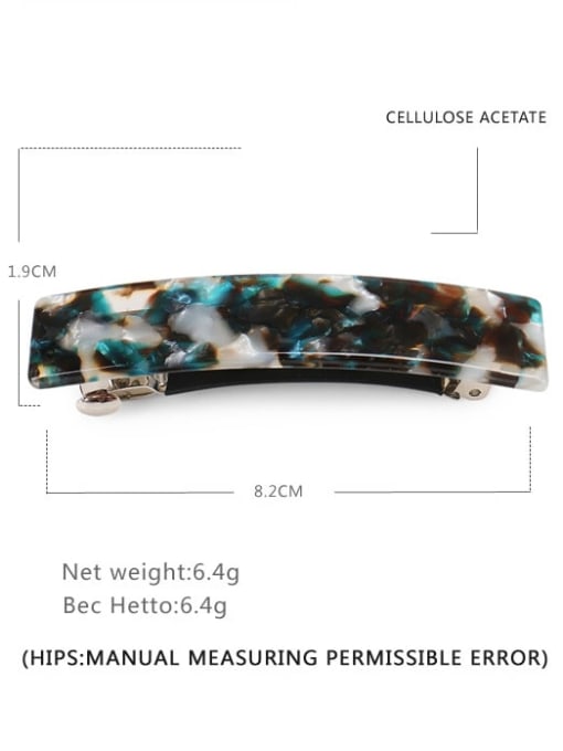 Marbled green Alloy  Cellulose Acetate Vintage Geometric Hair Barrette
