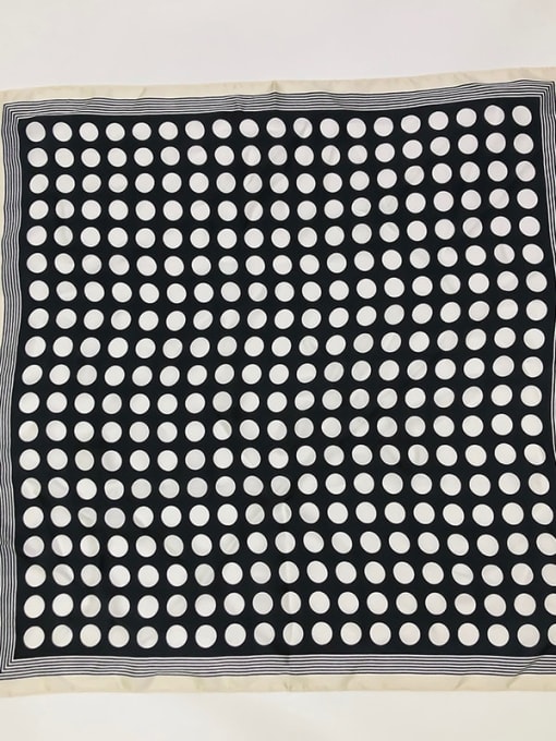 Black white dot Women Spring Polyester Polka Dot 70*70cm Square Scarf