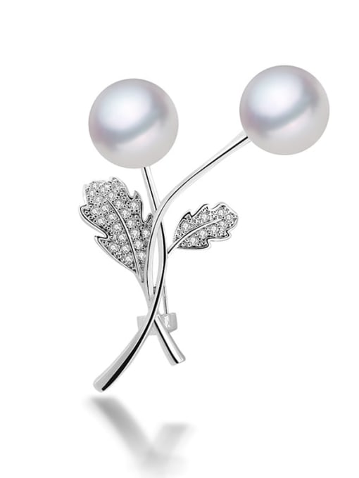 XIXI Brass Imitation Pearl Flower Trend Brooch