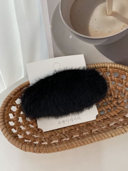 black Vintage Imitation rabbit fur soft round Hair Barrette/Multi-Color Optional