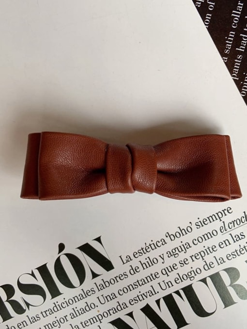 Red coffee Trend Artificial Leather double bow Hair Barrette/Multi-Color Optional