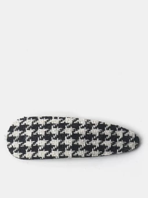 Black and white water drop plaid hairpin Polyester Classic Geometric Alloy Hair Barrette