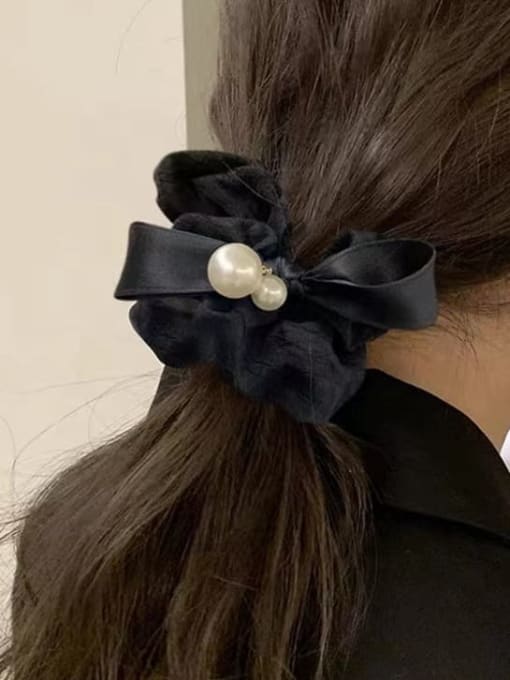 COCOS Fabric Vintage pearl bow Hair Barrette 1